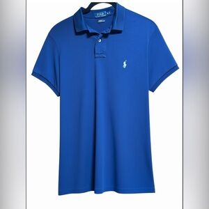 POLO RALPH LAUREN NAVY W/WHITE PONY SZ M EUC PIMA STRETCH MESH